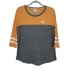 Pink Victoria’s Secret Women’s M 3/4 Sleeve Colorblock Campus Tee